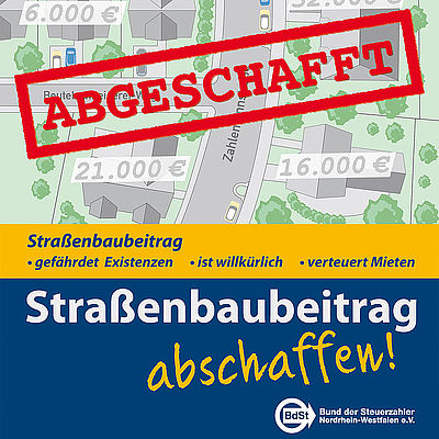 BdSt NRW erfolgreich: Straßenbaubeitrag endgültig abgeschafft!