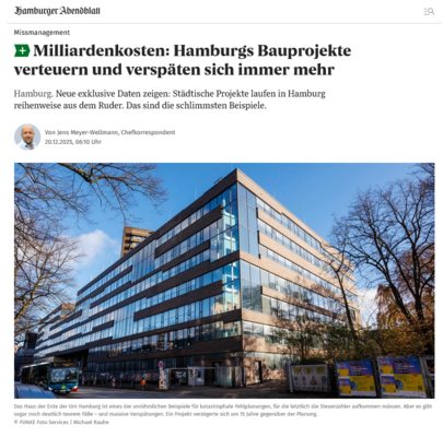 Abendblatt-Daten entlarven das Bauversagen des Hamburger Senats