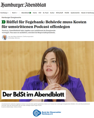 Podcast ohne Transparenz / Bürgerschaft rügt Senat: Energiewerke müssen Zahlen zum Podcast offenlegen