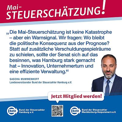 „Die Mai-Steuerschätzung ist keine Katastrophe – aber ein Warnsignal.“ „Die Mai-Steuerschätzung ist keine Katastrophe – aber ein Warnsignal.“