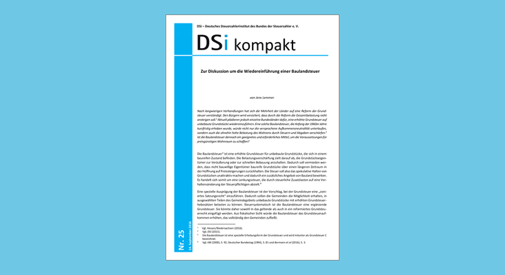 DSi kompakt Nr. 25 - Zur Diskussion um die Wiedereinführung einer Baulandsteuer