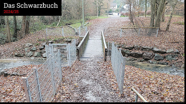 Eingezäunte Brücke in Leverkusen