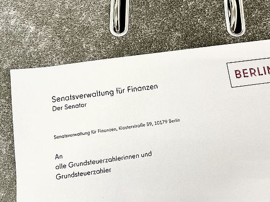 Brief des Berliner Finanzsenators zur Grundsteuer