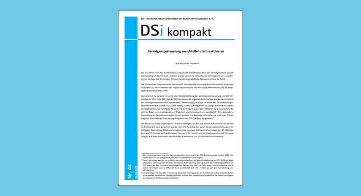 DSi kompakt Nr. 44 - Vermögensbesteuerung ausschließen statt reaktivieren