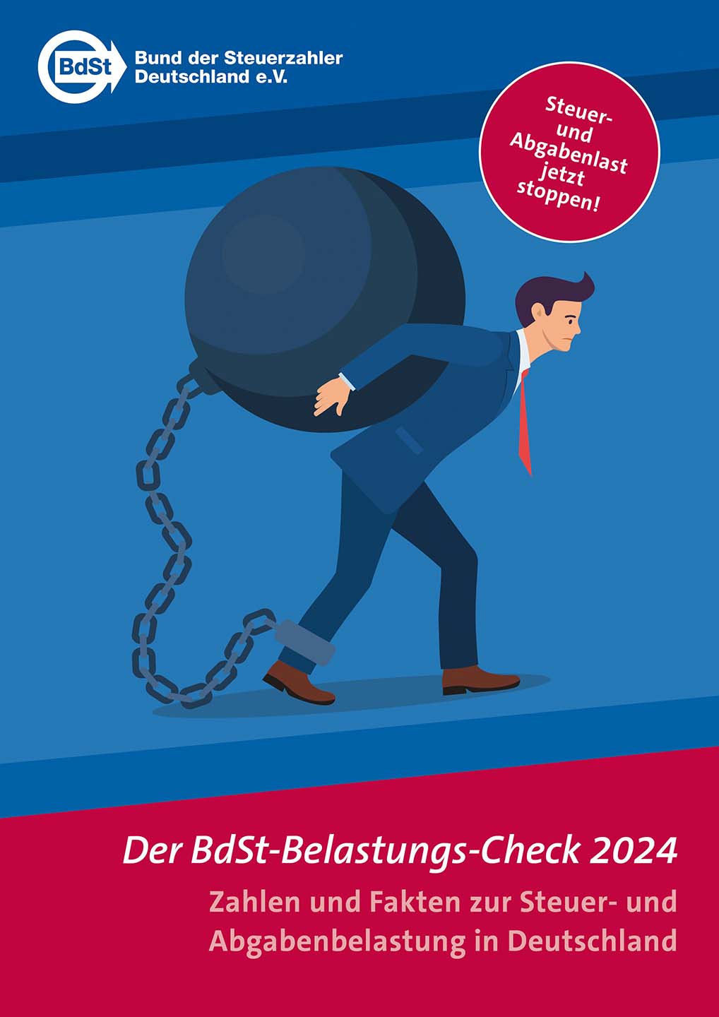 BdSt-Belastungscheck 2024 Cover,Zahlen und Fakten zur Steuer- und Abgabenbelastung in Deutschland