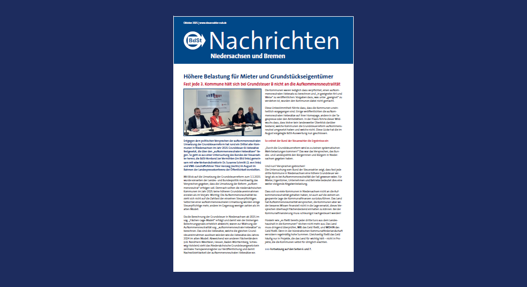 BdSt-Nachrichten Niedersachsen und Bremen Oktober 2025