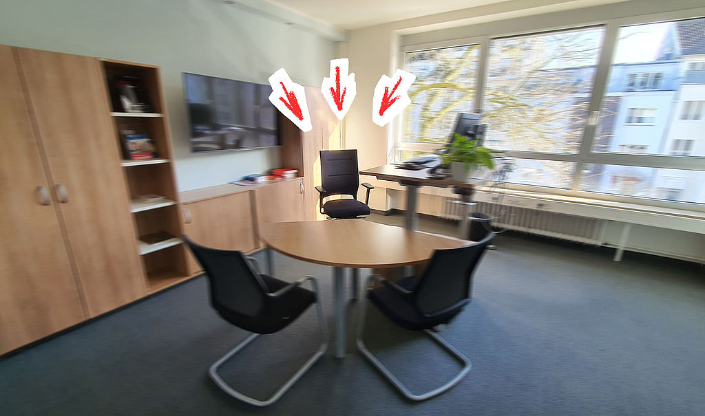 Büro mit drei Stühlen, Schillerstraße 14 in Düsseldorf