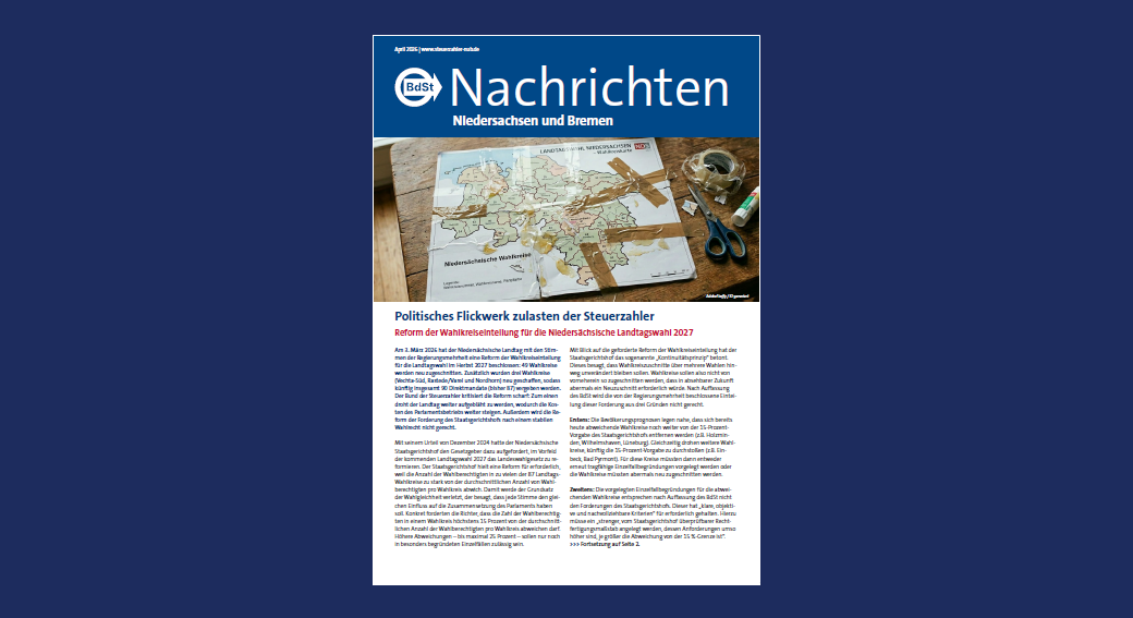 BdSt-Nachrichten Niedersachsen und Bremen April 2026