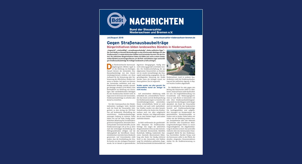 BdSt-Nachrichten Niedersachsen und Bremen Juli/August 2018