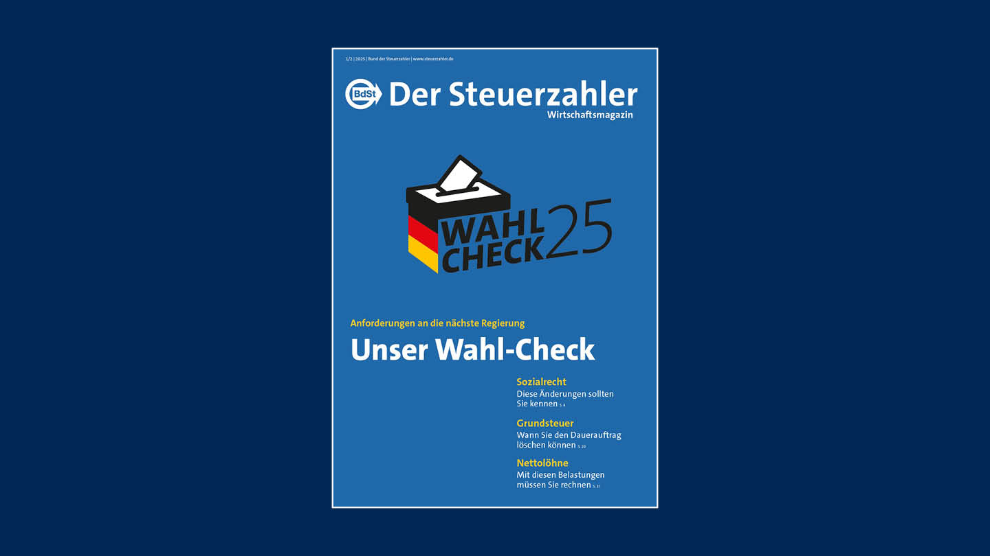 Steuerzahler Magazin Ausgabe Januar/Februar 2025 Cover